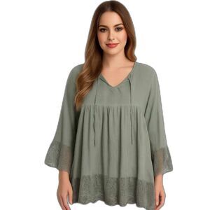 TUNIC Sacred Threads Shirt Top Blouse Boho Green Women's Size S / M WOMAN'S